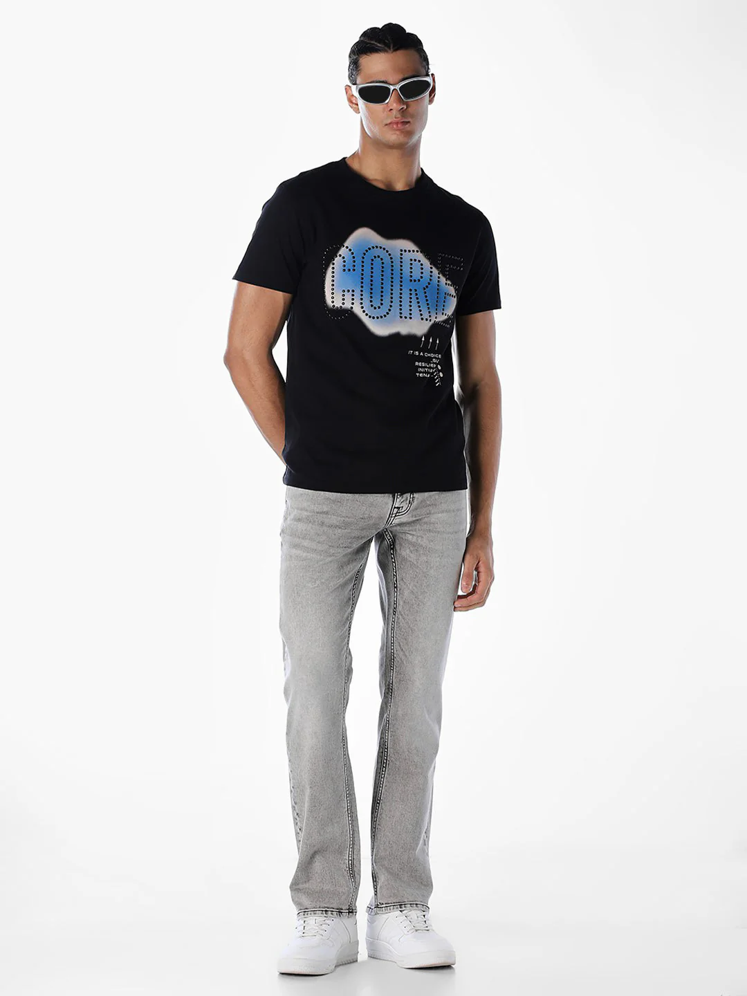 Black Stylised Print Cotton T-shirt - Image 6