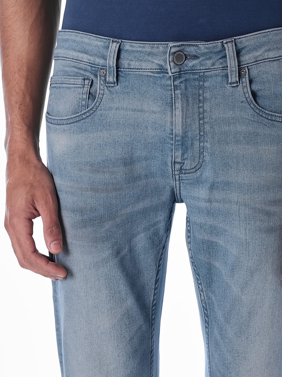 Light Blue 5 Pocket Glenn Slim Fit Jeans - Image 4