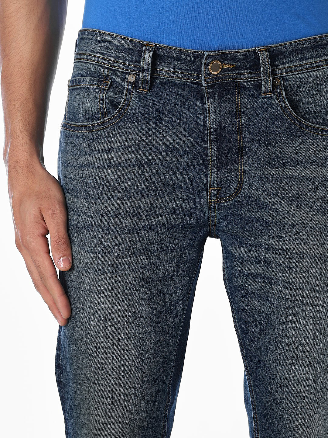 Dark Blue Tim Cropped Anti Fit Jeans - Image 4