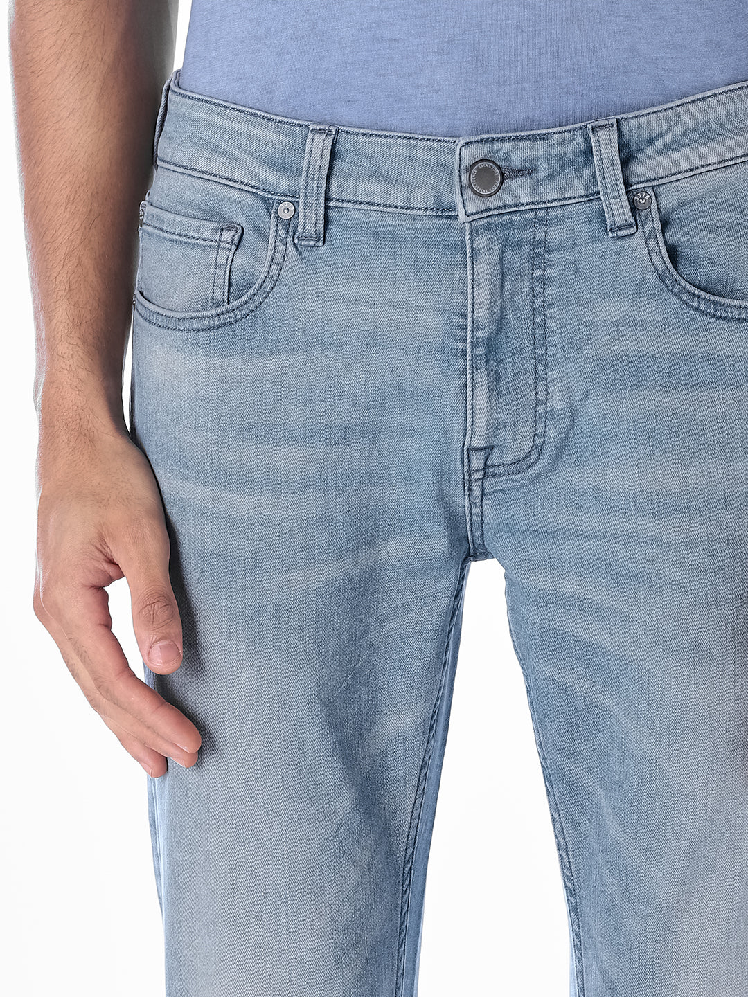 Light Blue Cropped Tim Anti Fit Jeans - Image 4