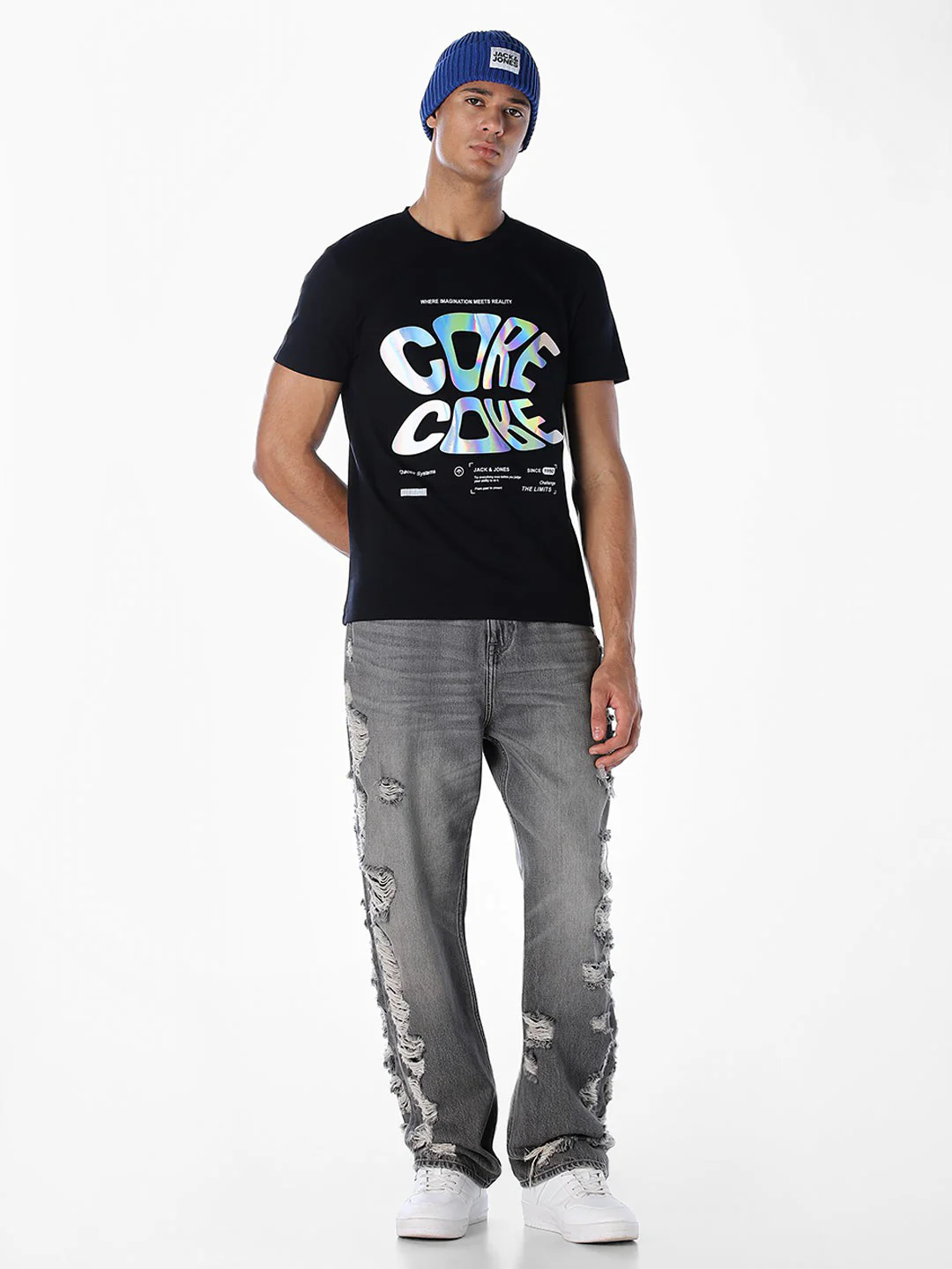 Black Typographic Print T-shirt - Image 6