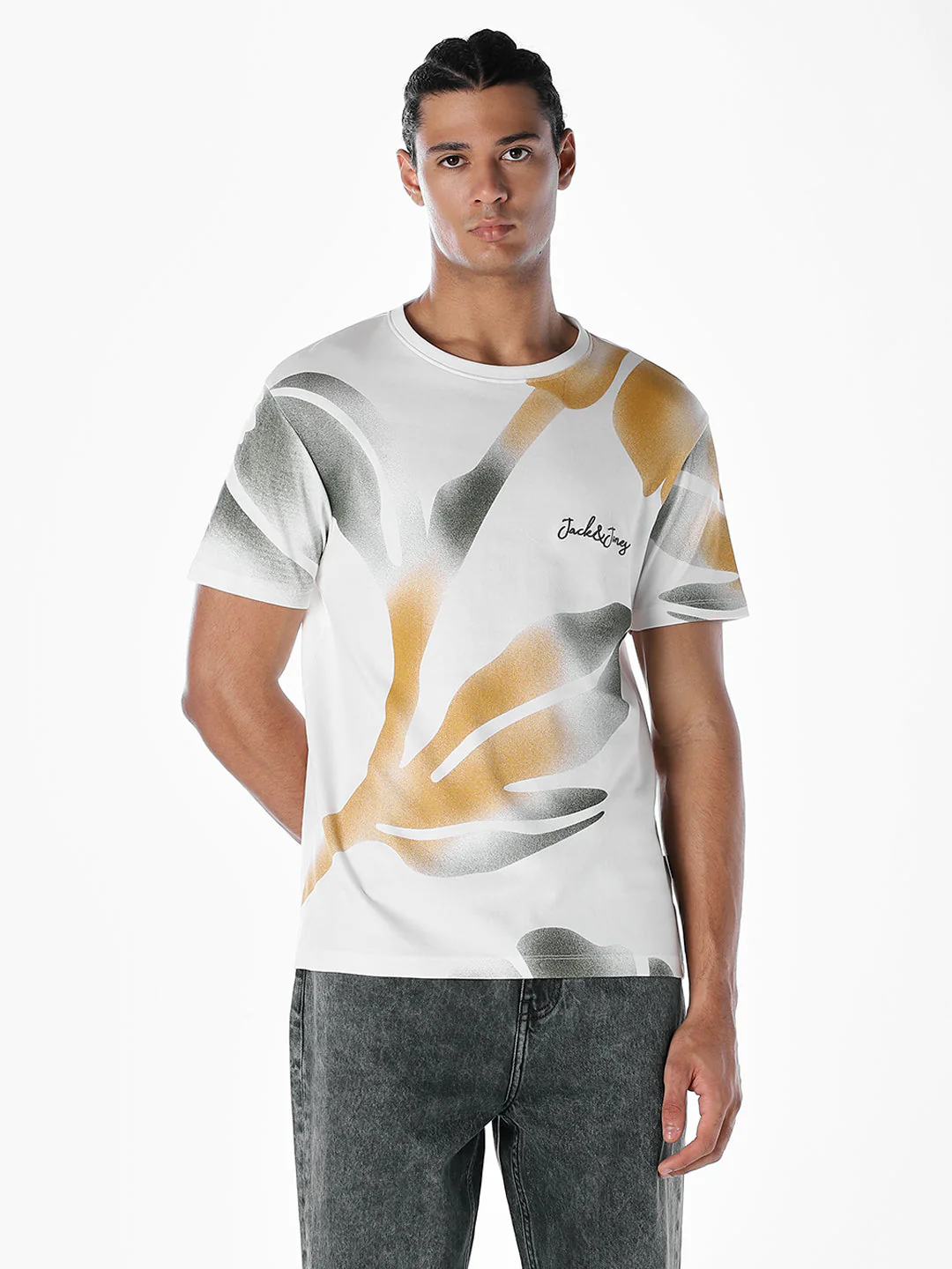 White Printed Cotton T-shirt - Image 2