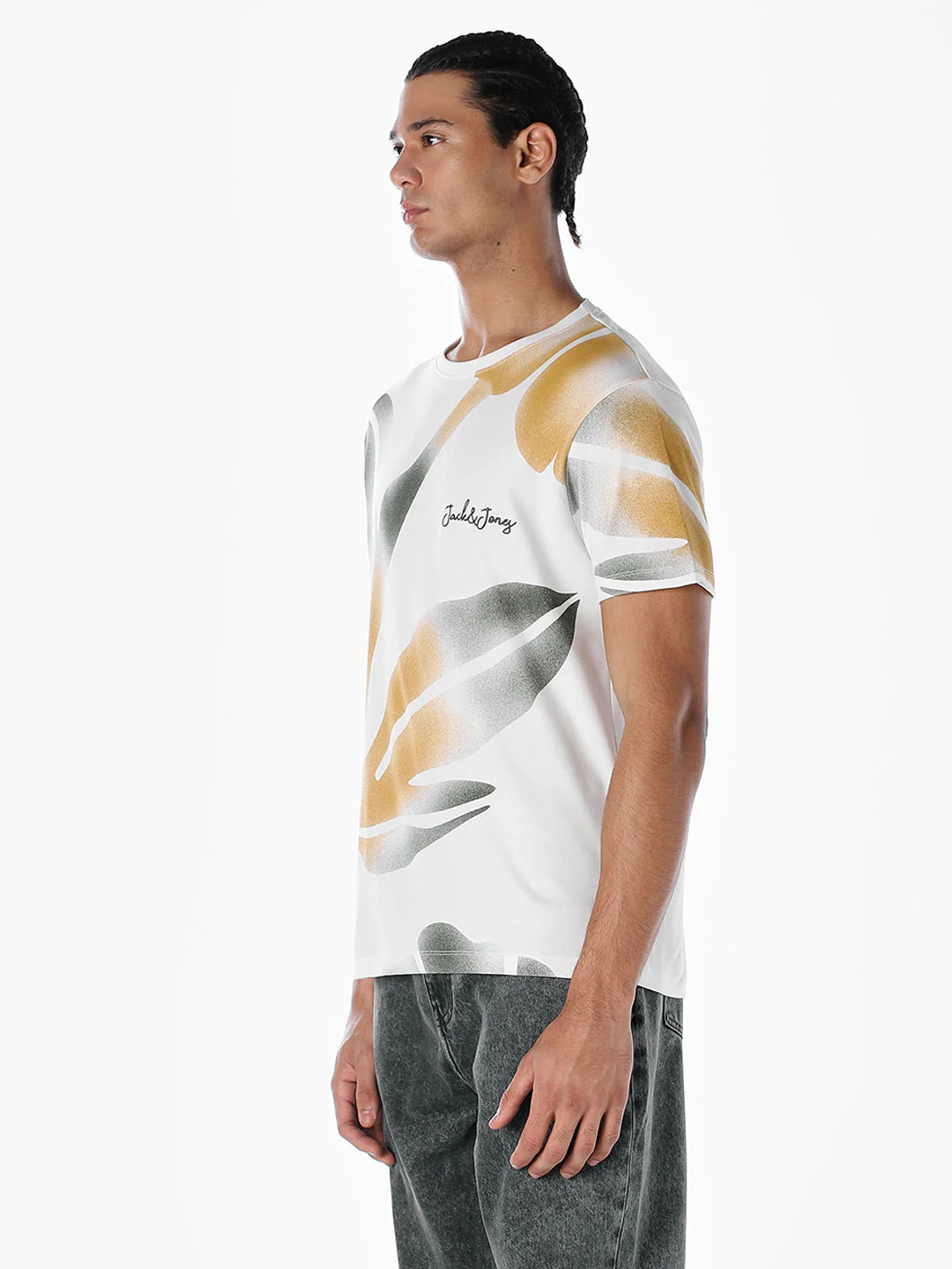 White Printed Cotton T-shirt - Image 3