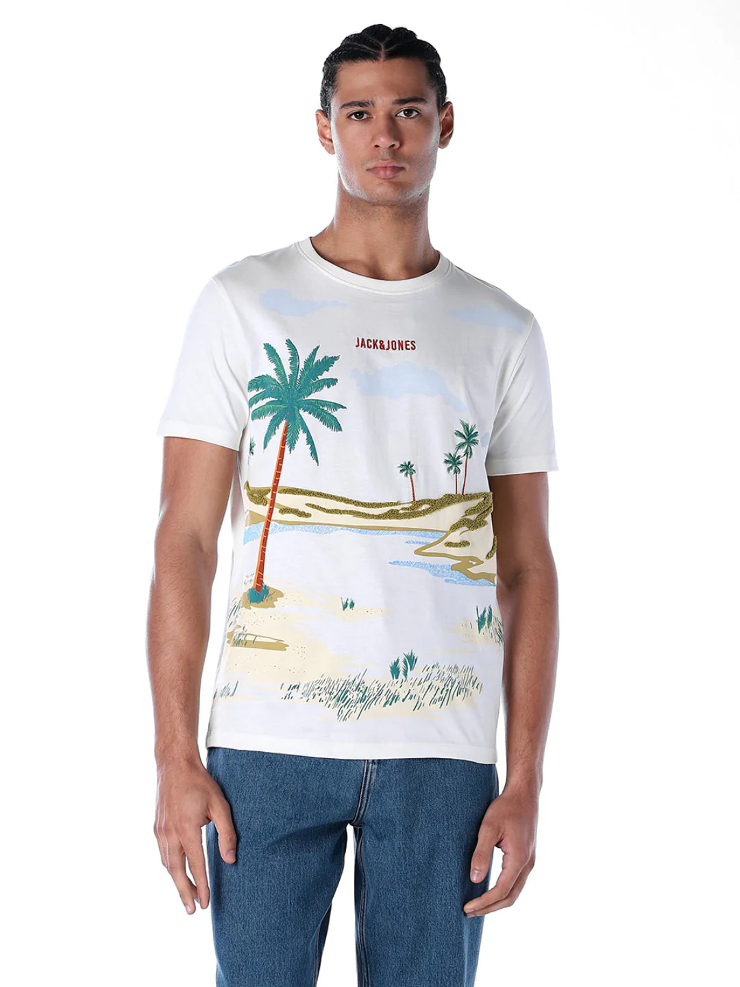 Tropical Print Cotton T-shirt - Image 2