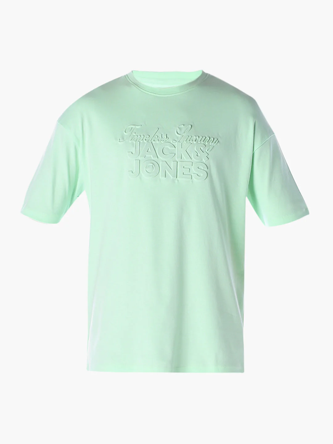 Embossed Text Boxy Fit T-shirt - Pastel Green - Image 7