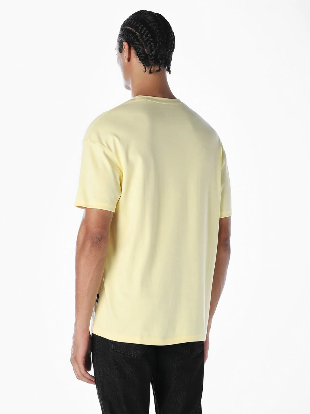Embossed Text Boxy Fit T-shirt - Pastel Yellow - Image 4