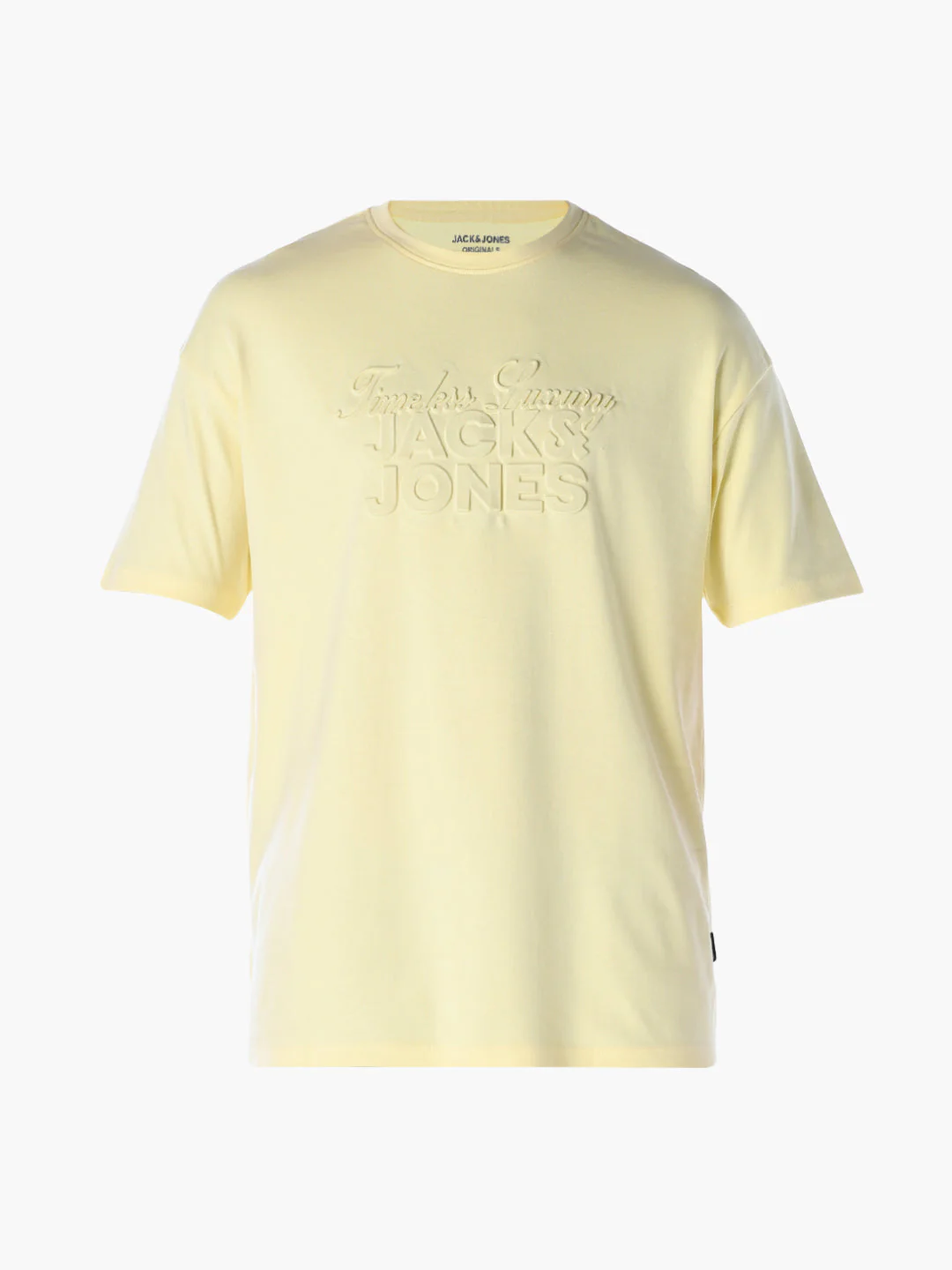 Embossed Text Boxy Fit T-shirt - Pastel Yellow - Image 7