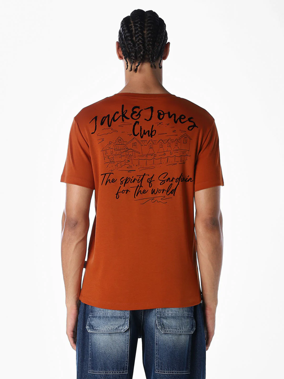 Rust Slogan Print Cotton T-shirt - Image 4