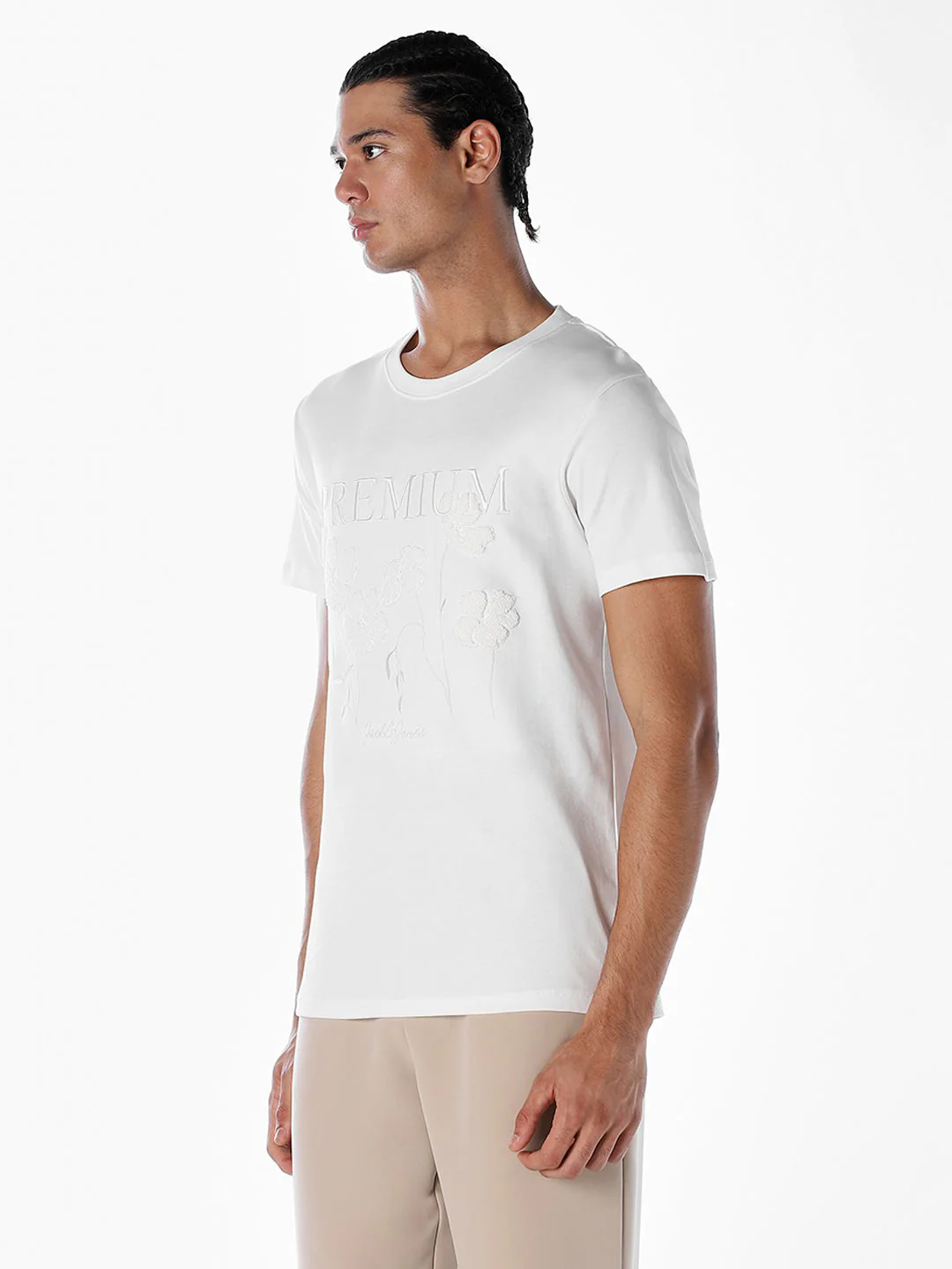 Embroidered Print Cotton T-shirt - Image 3