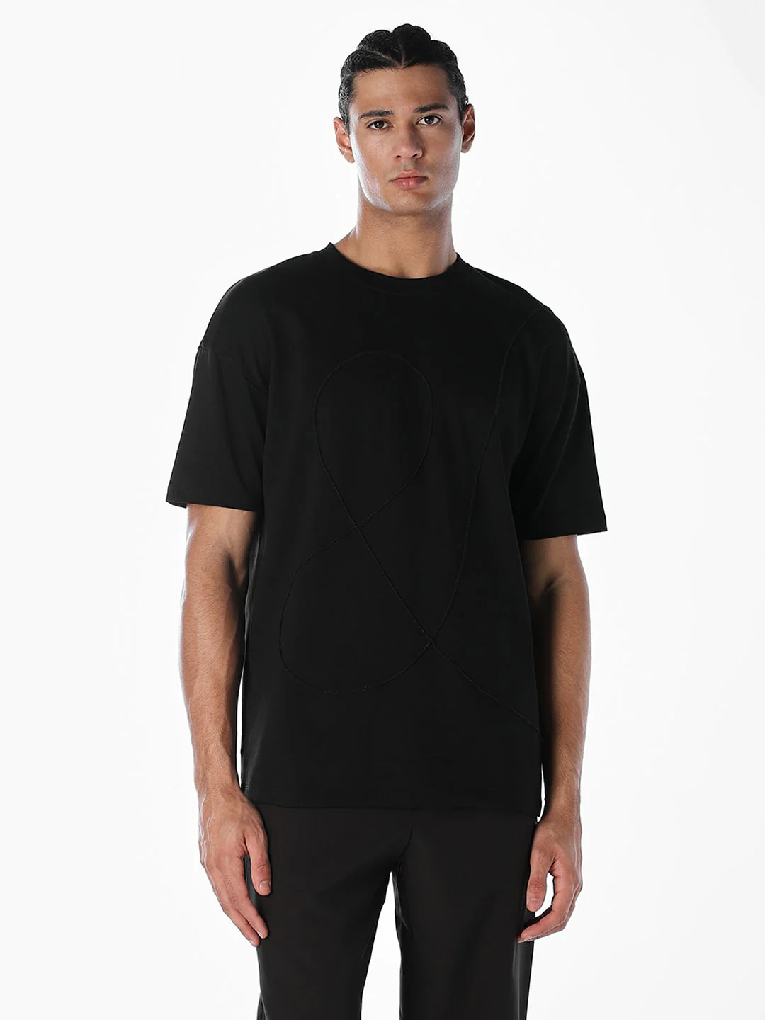 Textured Stitch Detail Oversized T-shirt - Image 2