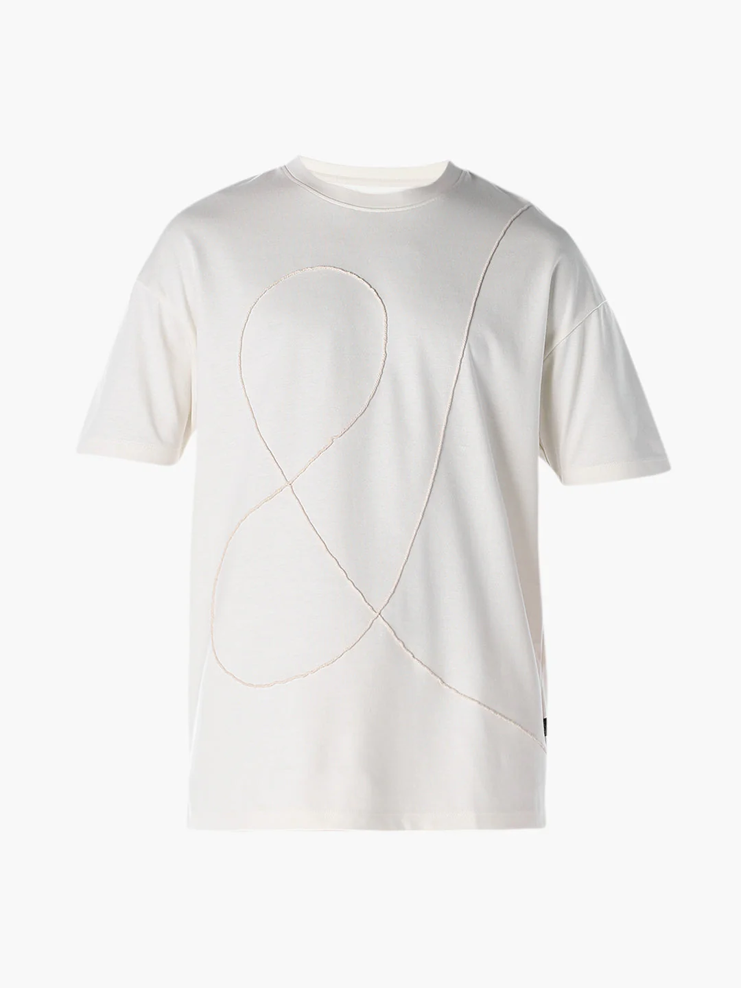 Textured Stitch Detail Oversized T-shirt - White - Image 7
