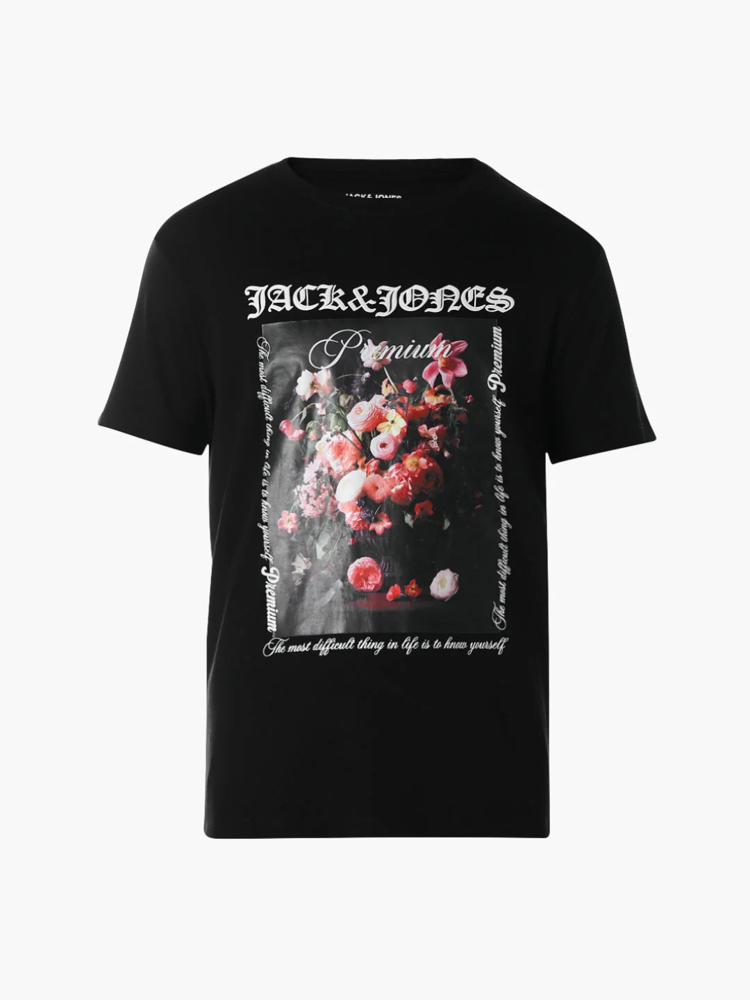 Black Floral Graphic Print T-shirt - Image 7
