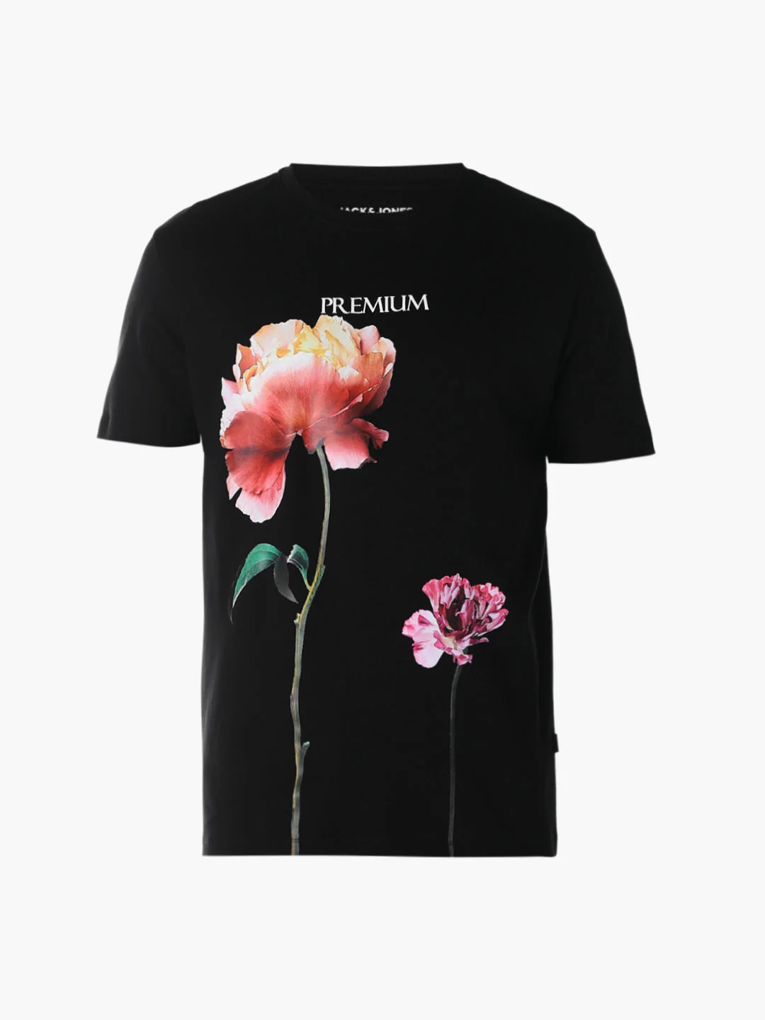 Black Floral Placement Print T-shirt - Image 7