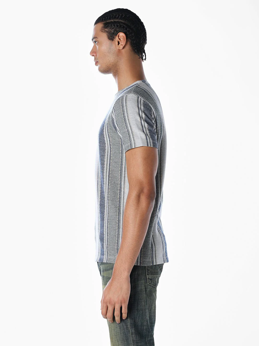 Striped Jacquard Knit T-shirt - Image 3