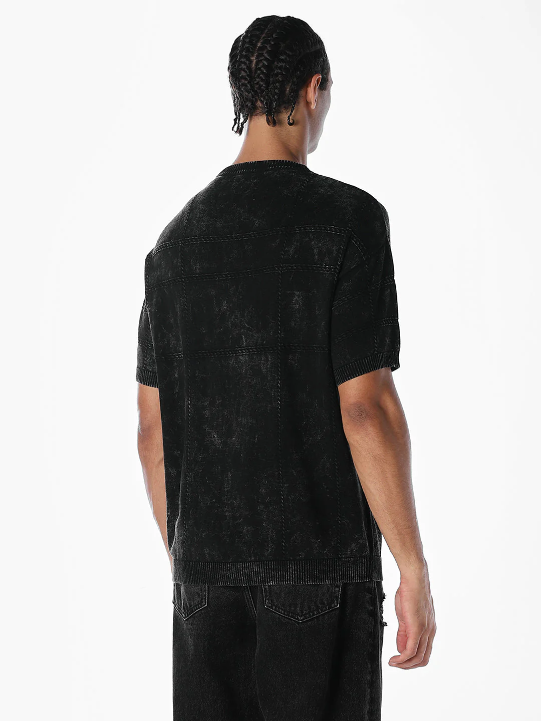 Acid Wash Knit Crew Neck T-shirt - Image 4