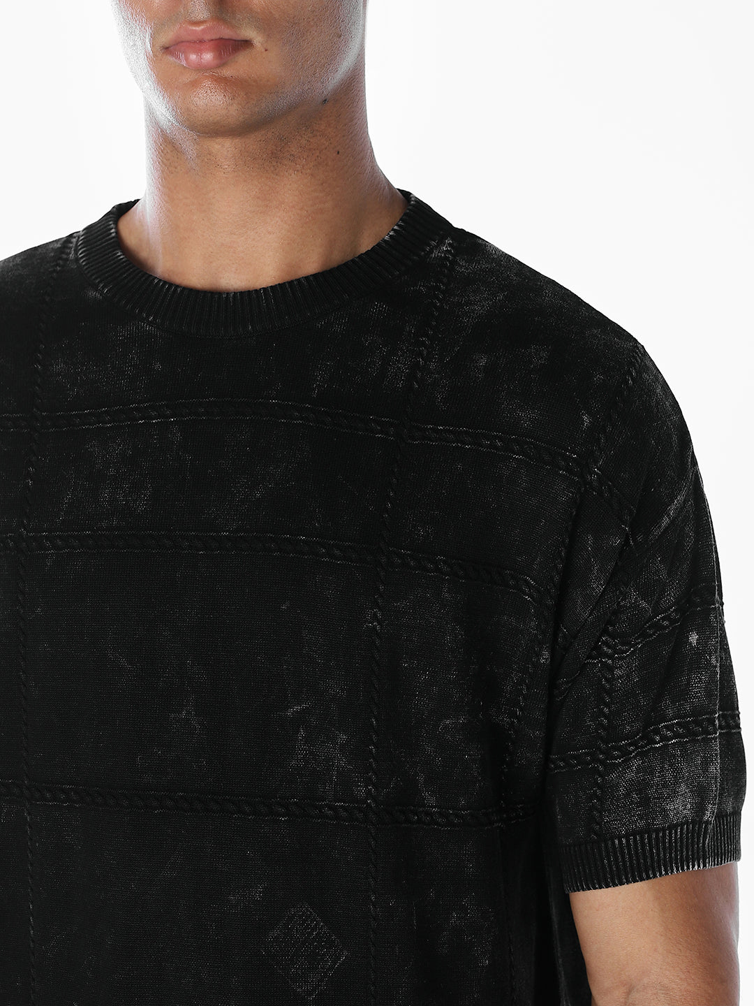 Acid Wash Knit Crew Neck T-shirt - Image 5