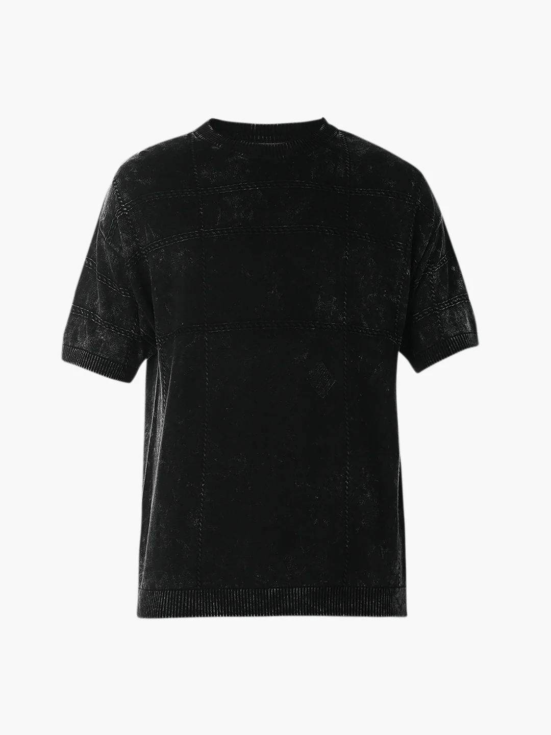 Acid Wash Knit Crew Neck T-shirt - Image 7