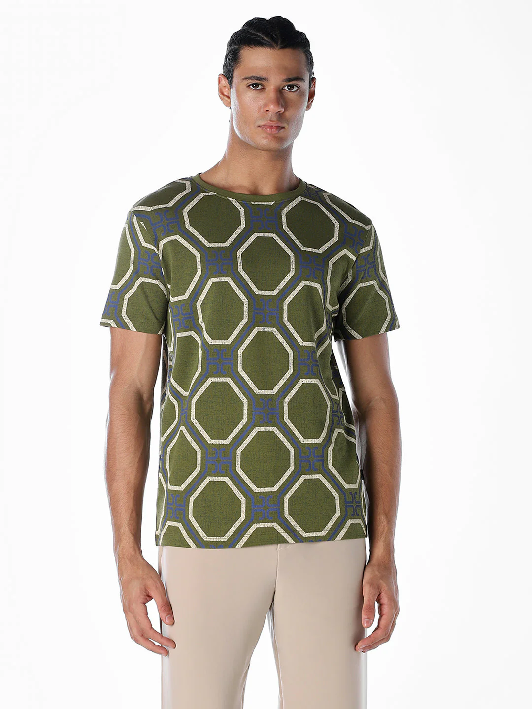 Geometric Print Jacquard T-shirt - Image 2