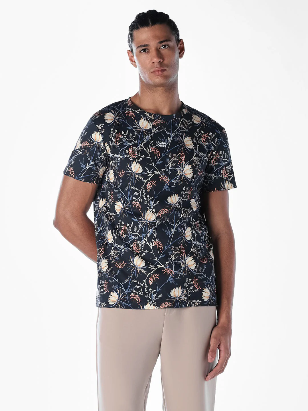 Printed Crew Neck T-shirt - Black - Image 2