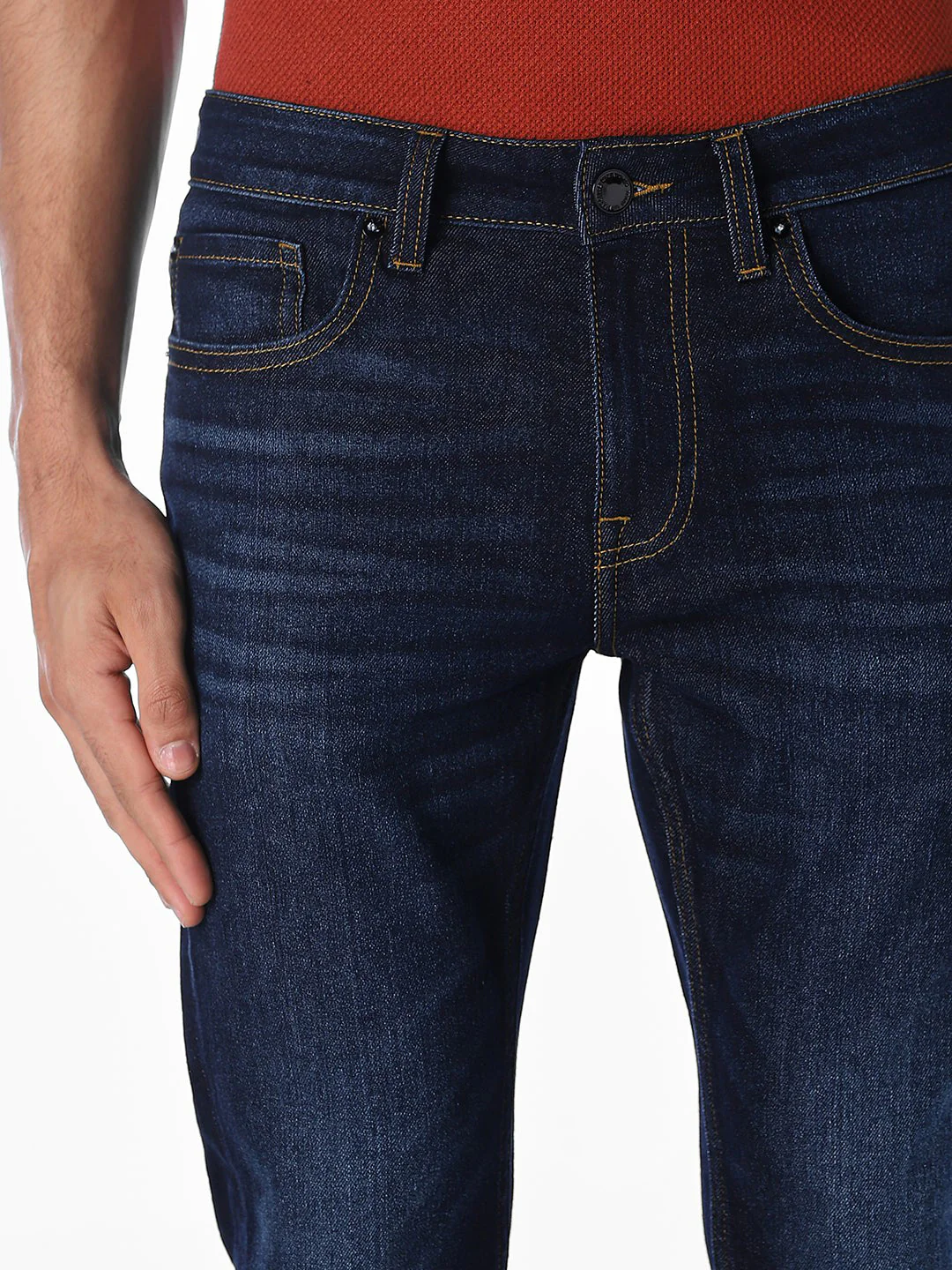 Dark Blue Brak Cropped Slim Fit Jeans - Image 4