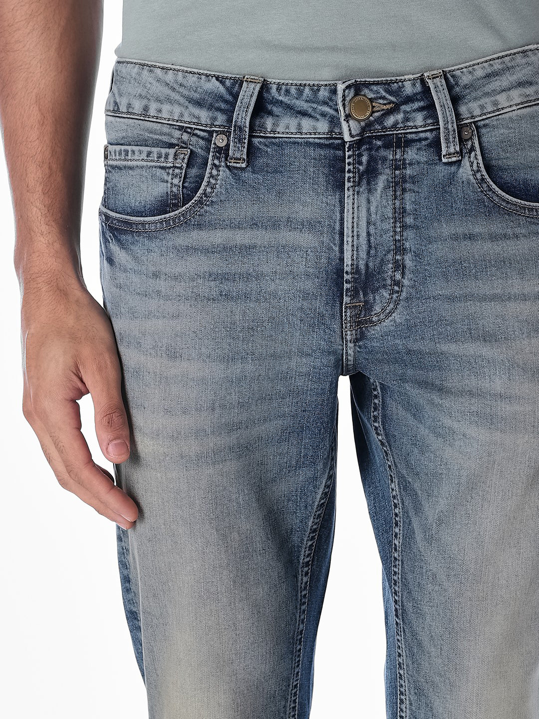 Washed Brak Slim Fit Jeans - Image 4