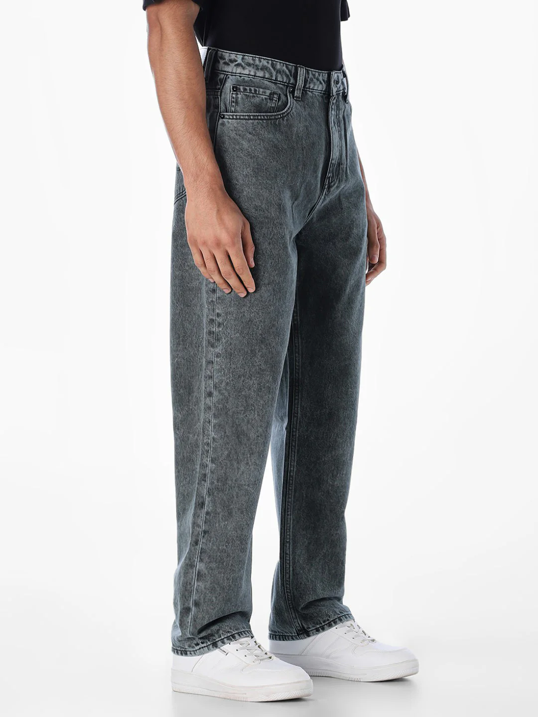 Grey 5 Pocket Dario Loose Fit Jeans - Image 2