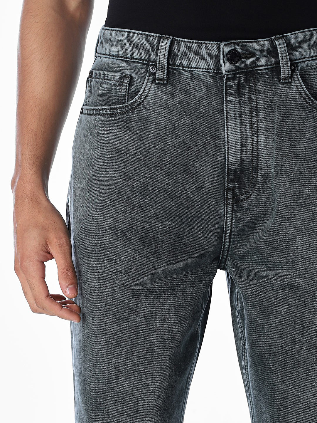 Grey 5 Pocket Dario Loose Fit Jeans - Image 4