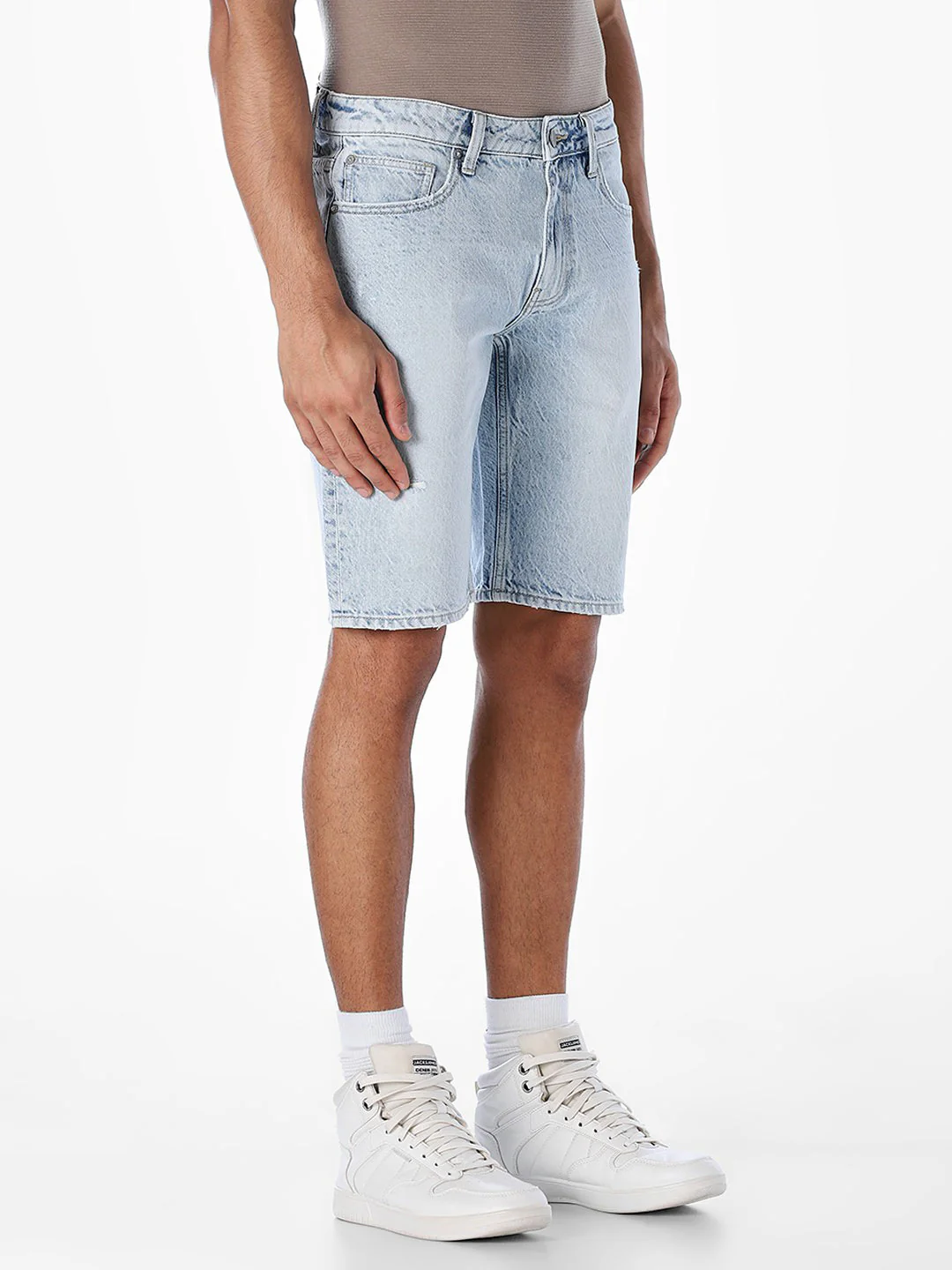 Light Blue 5 Pocket Denim Shorts - Image 2