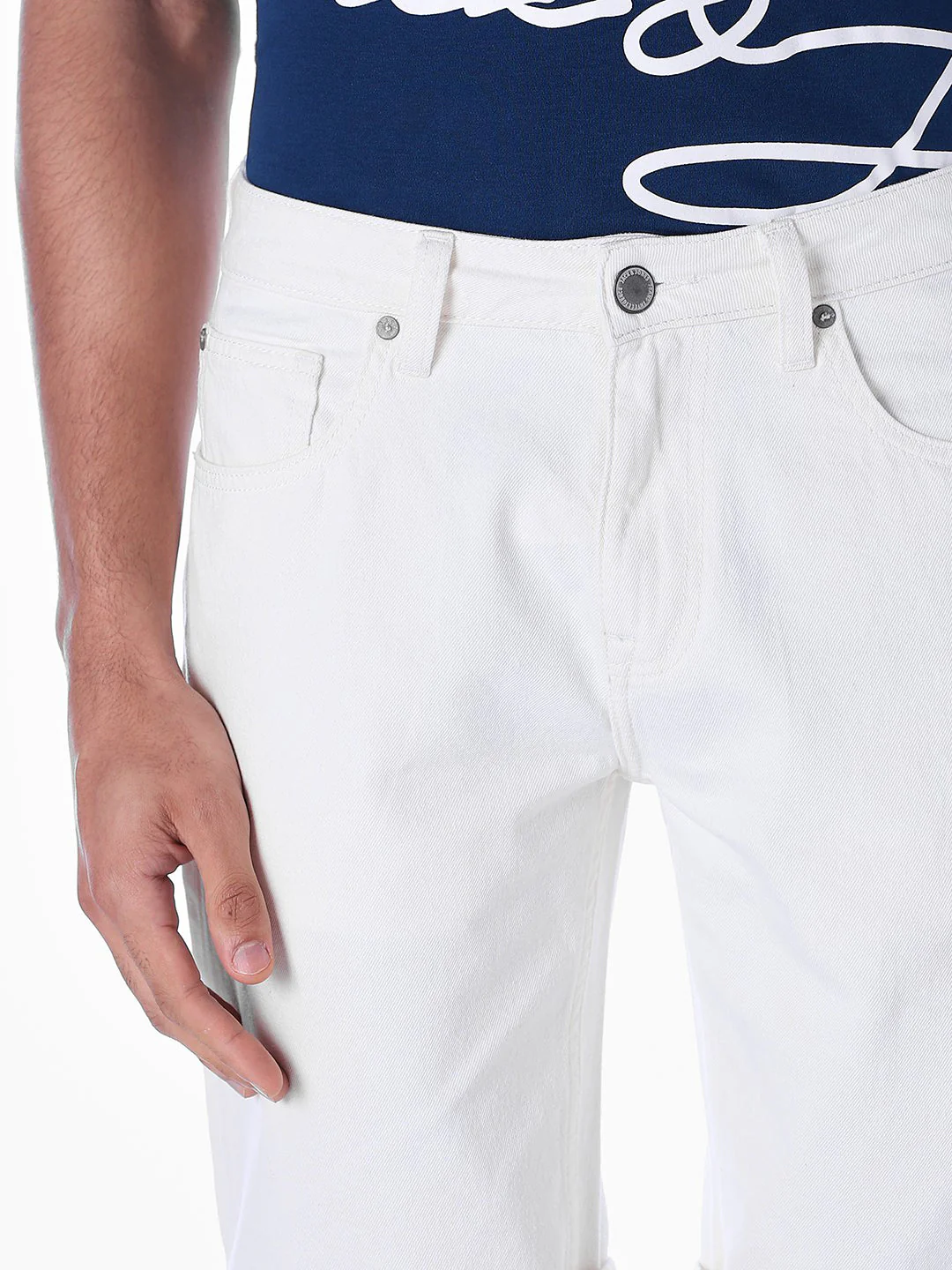White 5 Pocket Denim Shorts - Image 4