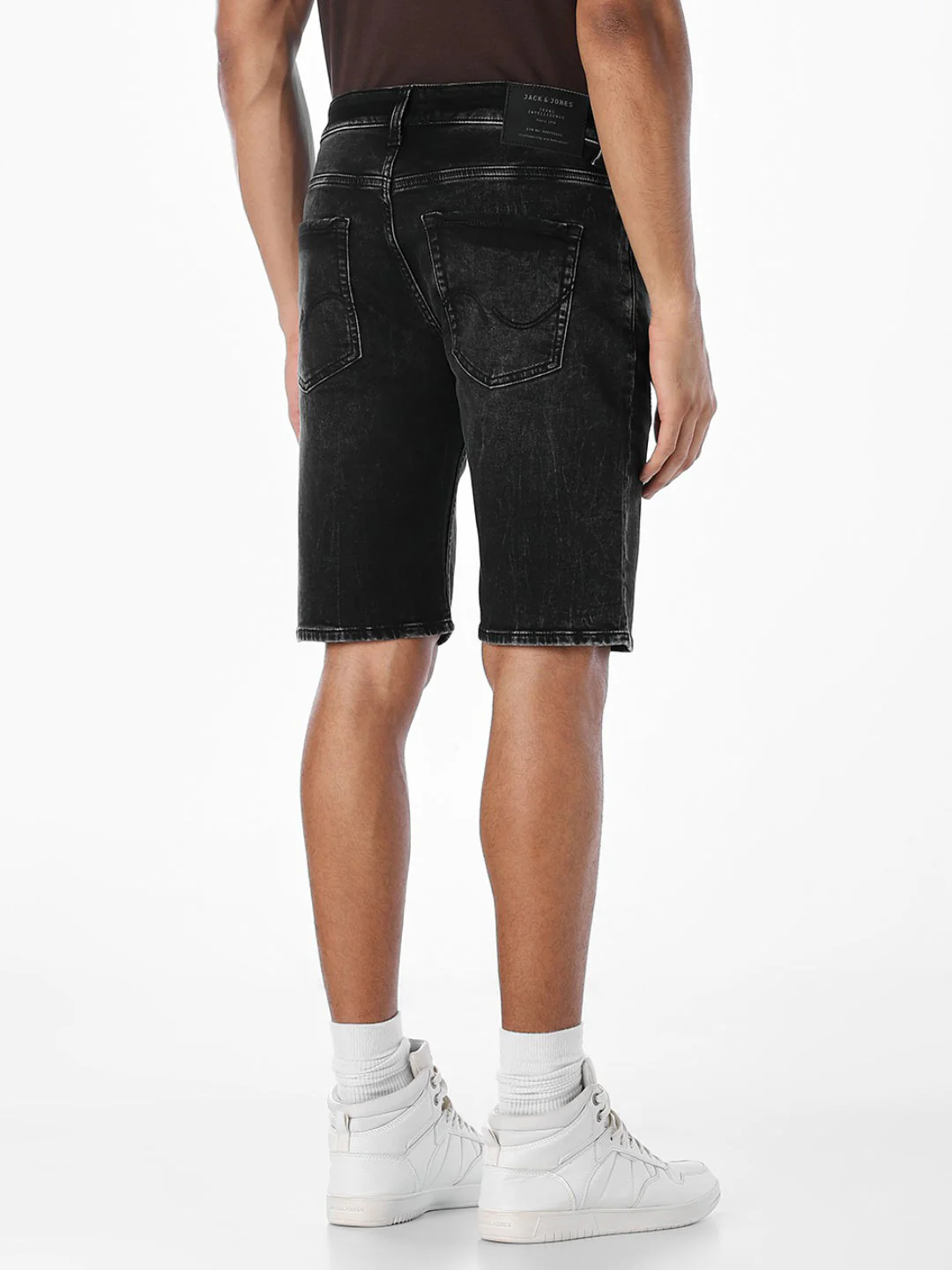 Black Washed 5 Pocket Denim Shorts - Image 3