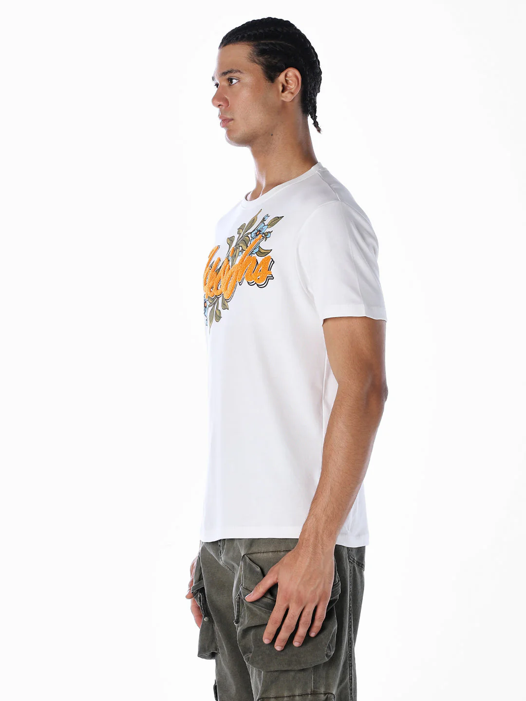 Embroidered Floral Logo Print T-shirt - Image 3