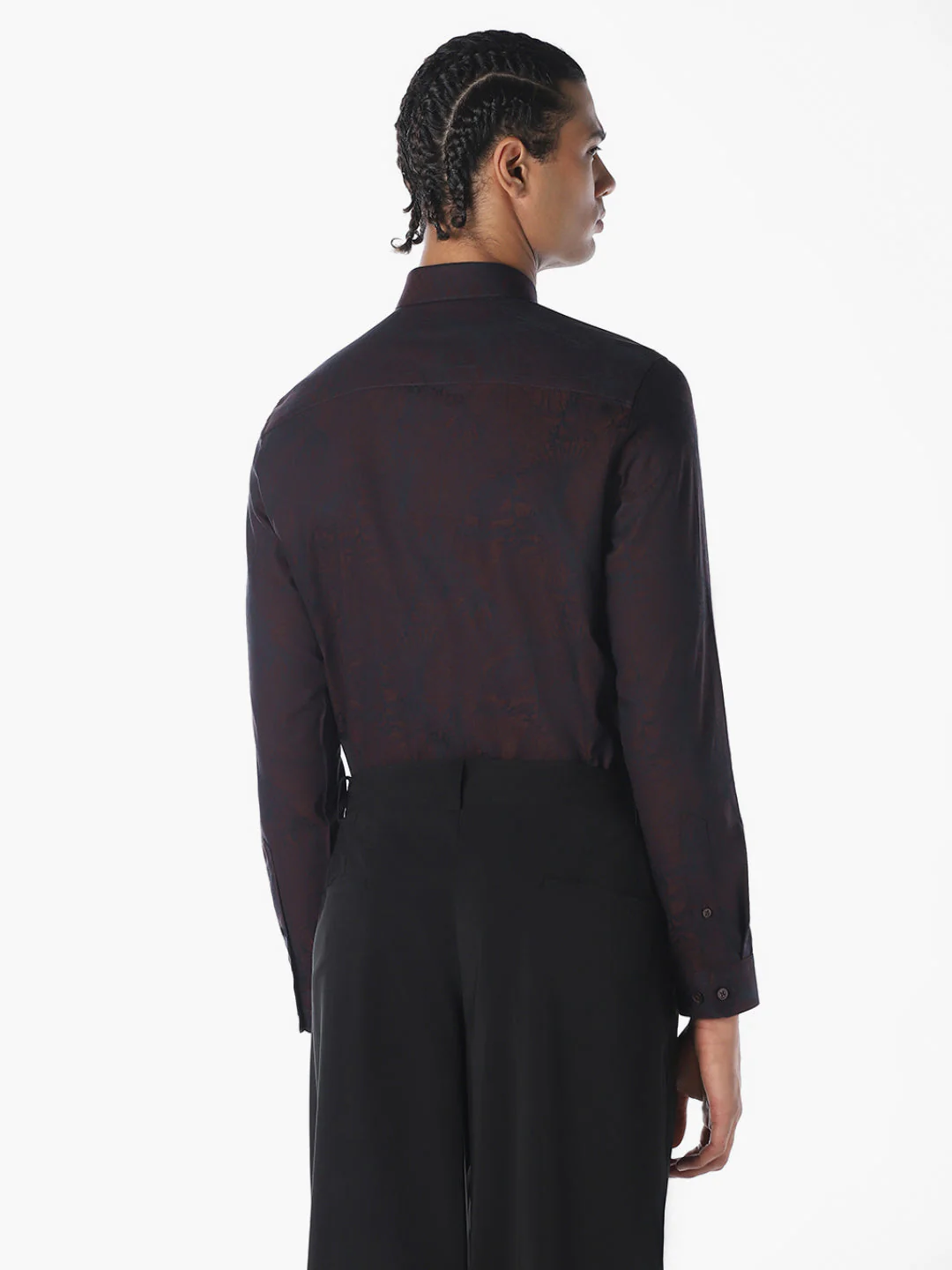 Dark Brown Jacquard Shirt - Image 4