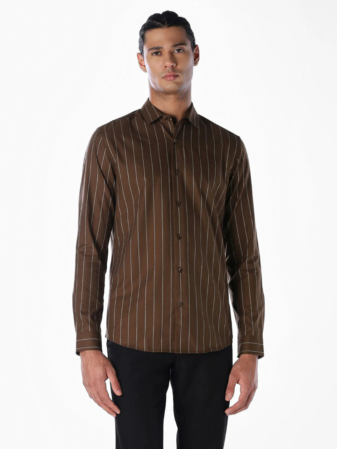 Striped Cotton Slim Fit Shirt - Image 2