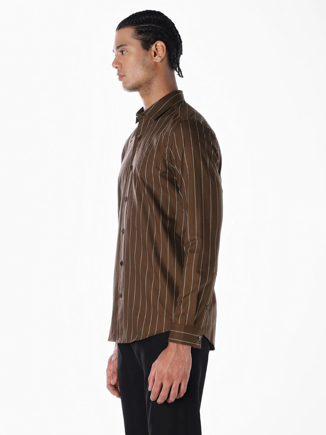 Striped Cotton Slim Fit Shirt - Image 3