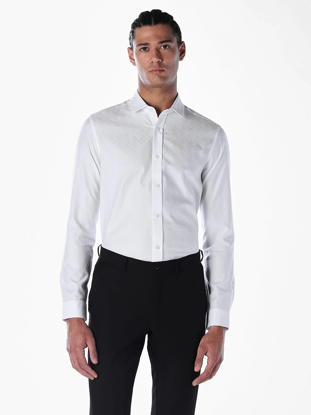 Jacquard Cotton Slim Fit Shirt - Image 2