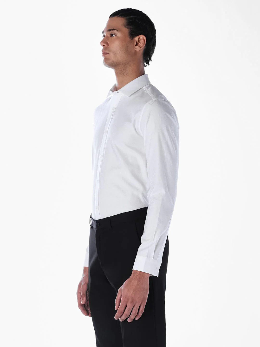 Jacquard Cotton Slim Fit Shirt - Image 3