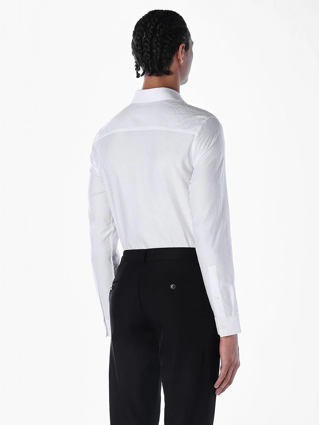 Jacquard Cotton Slim Fit Shirt - Image 4
