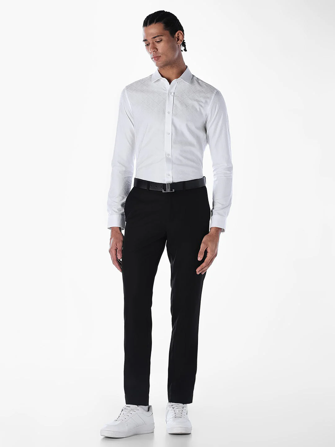 Jacquard Cotton Slim Fit Shirt - Image 6