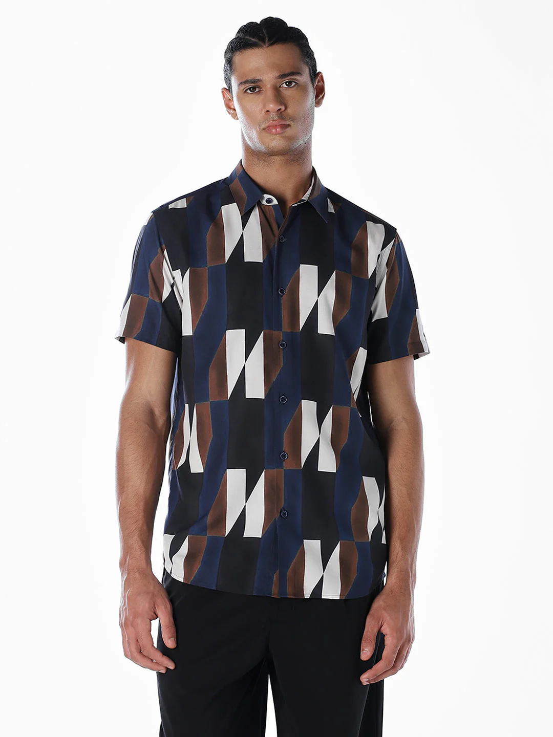 Blue Printed Viscose Shirt - Image 2