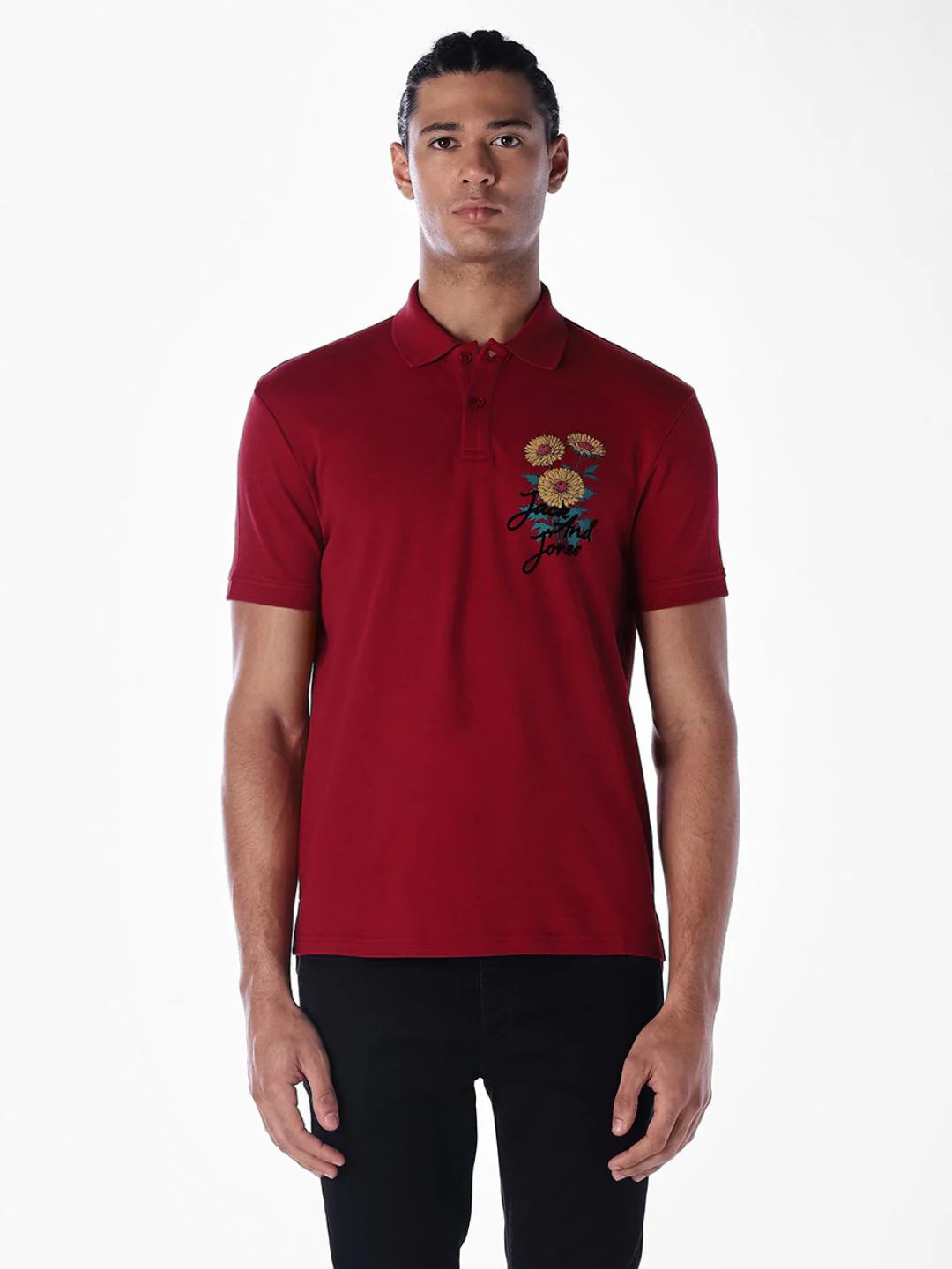 Dark Red Printed Polo - Image 2