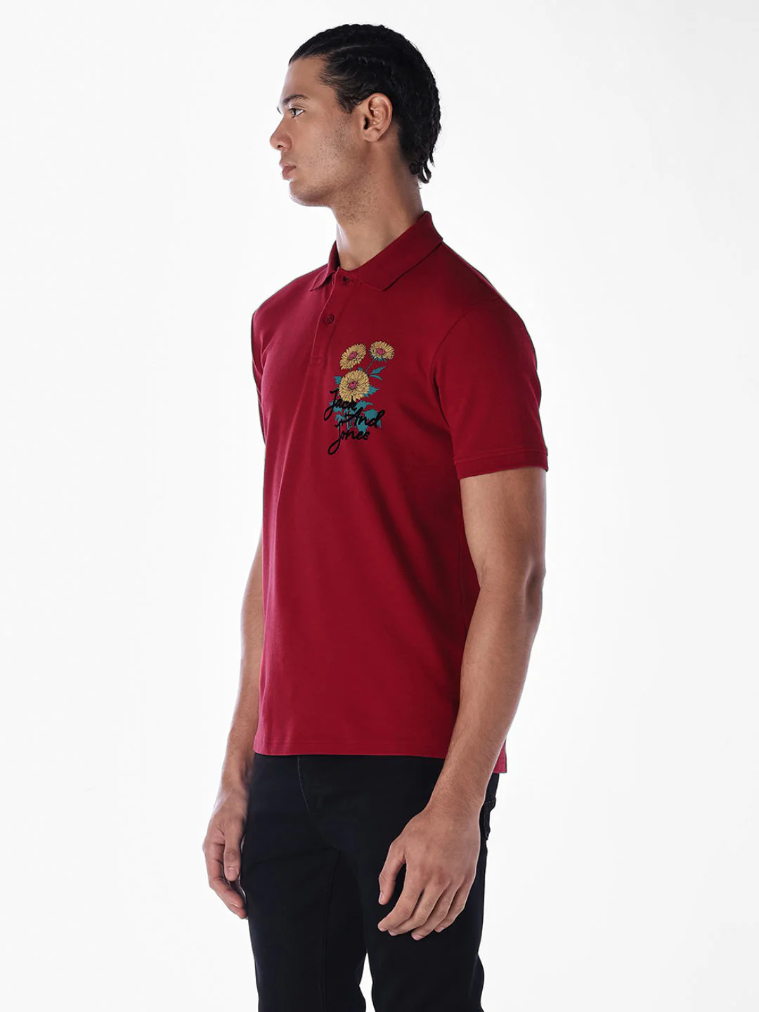 Dark Red Printed Polo - Image 3