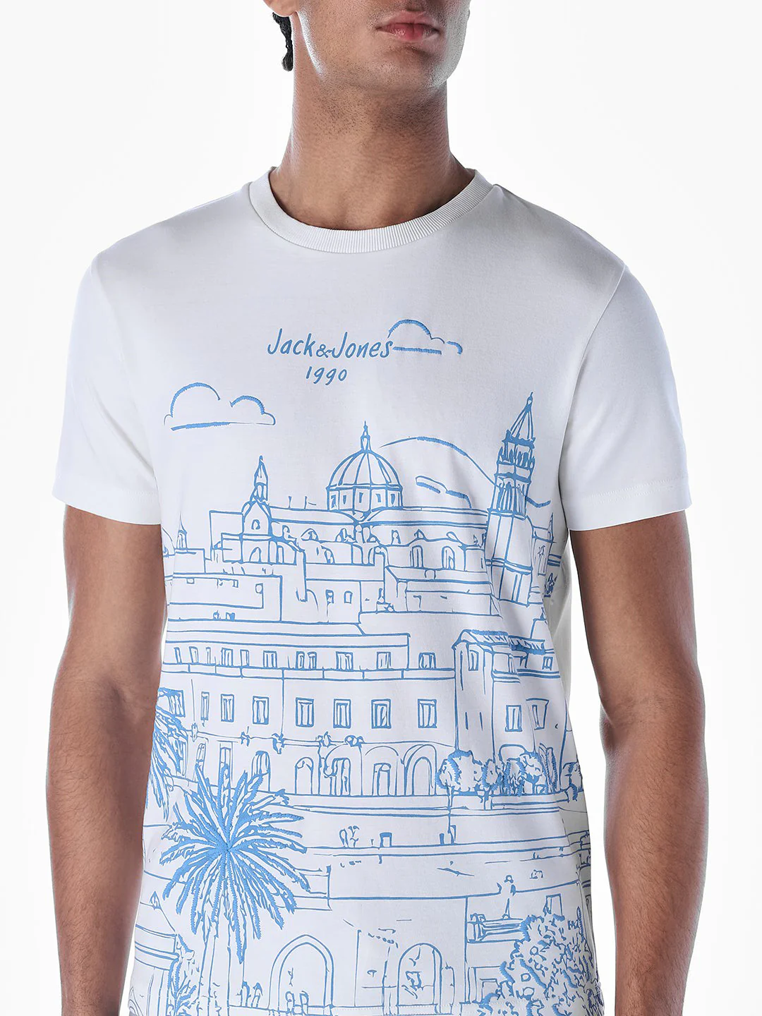 White Printed Cotton T-shirt - Image 5