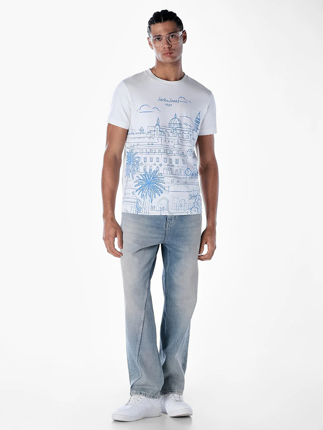 White Printed Cotton T-shirt - Image 6