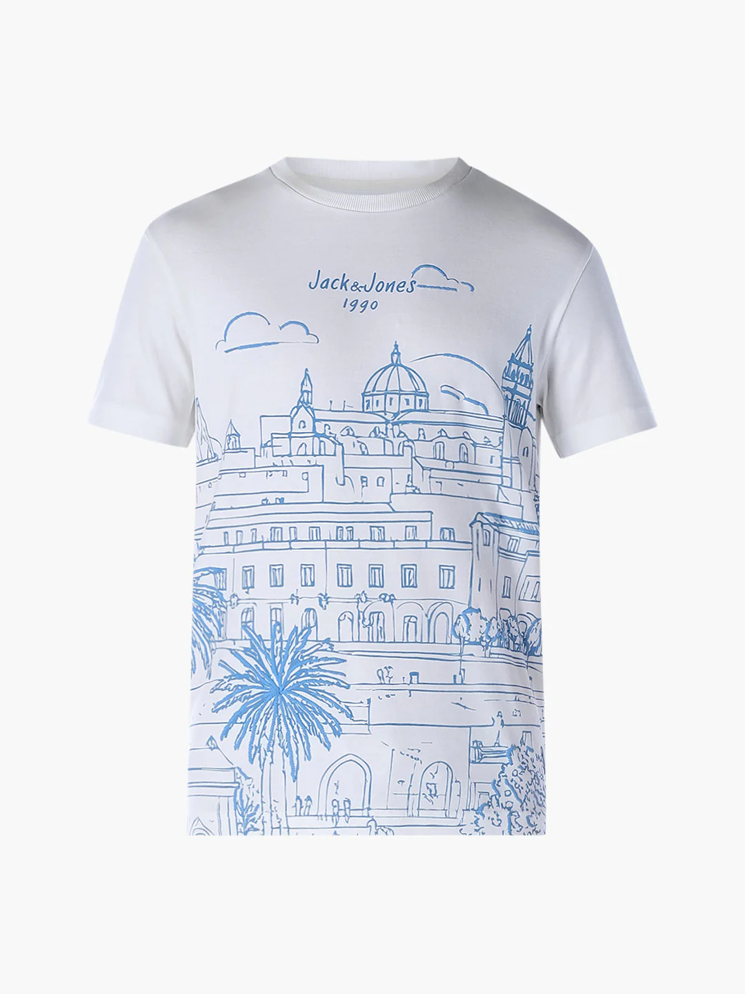 White Printed Cotton T-shirt - Image 7