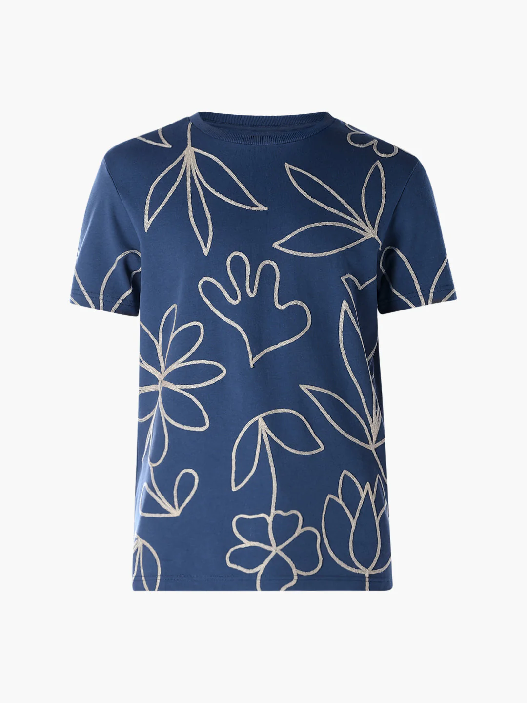 Dark Blue Printed Cotton T-shirt - Image 7