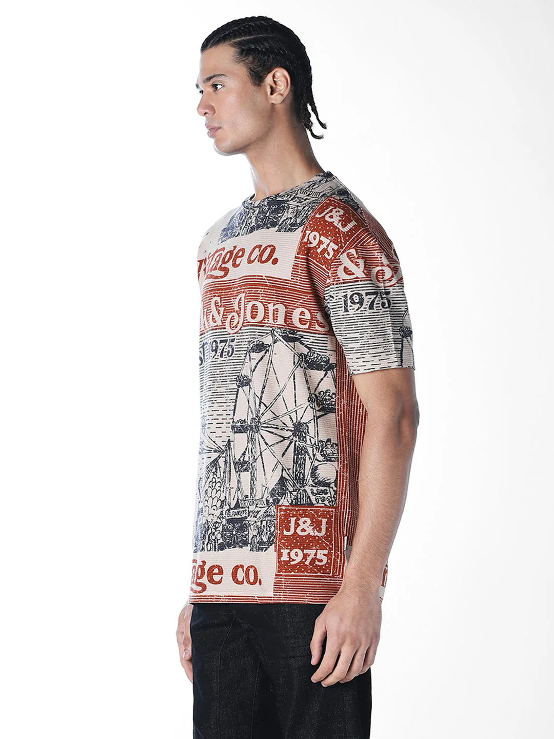 Beige Printed Cotton T-shirt - Image 3