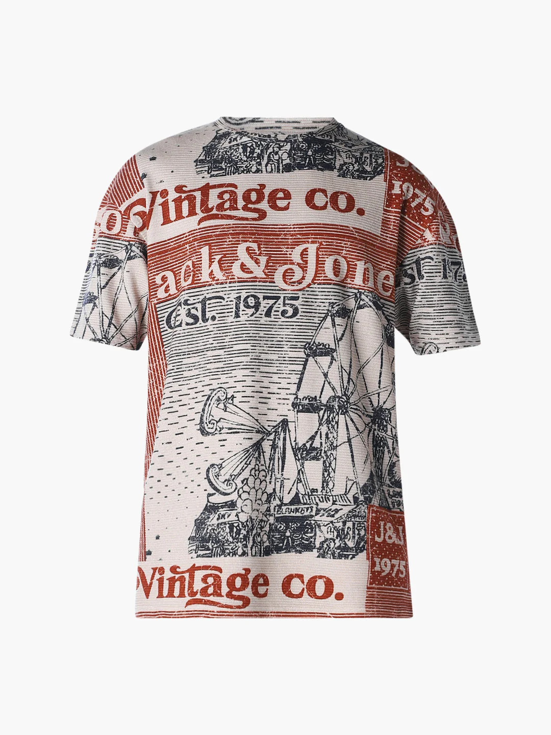 Beige Printed Cotton T-shirt - Image 7