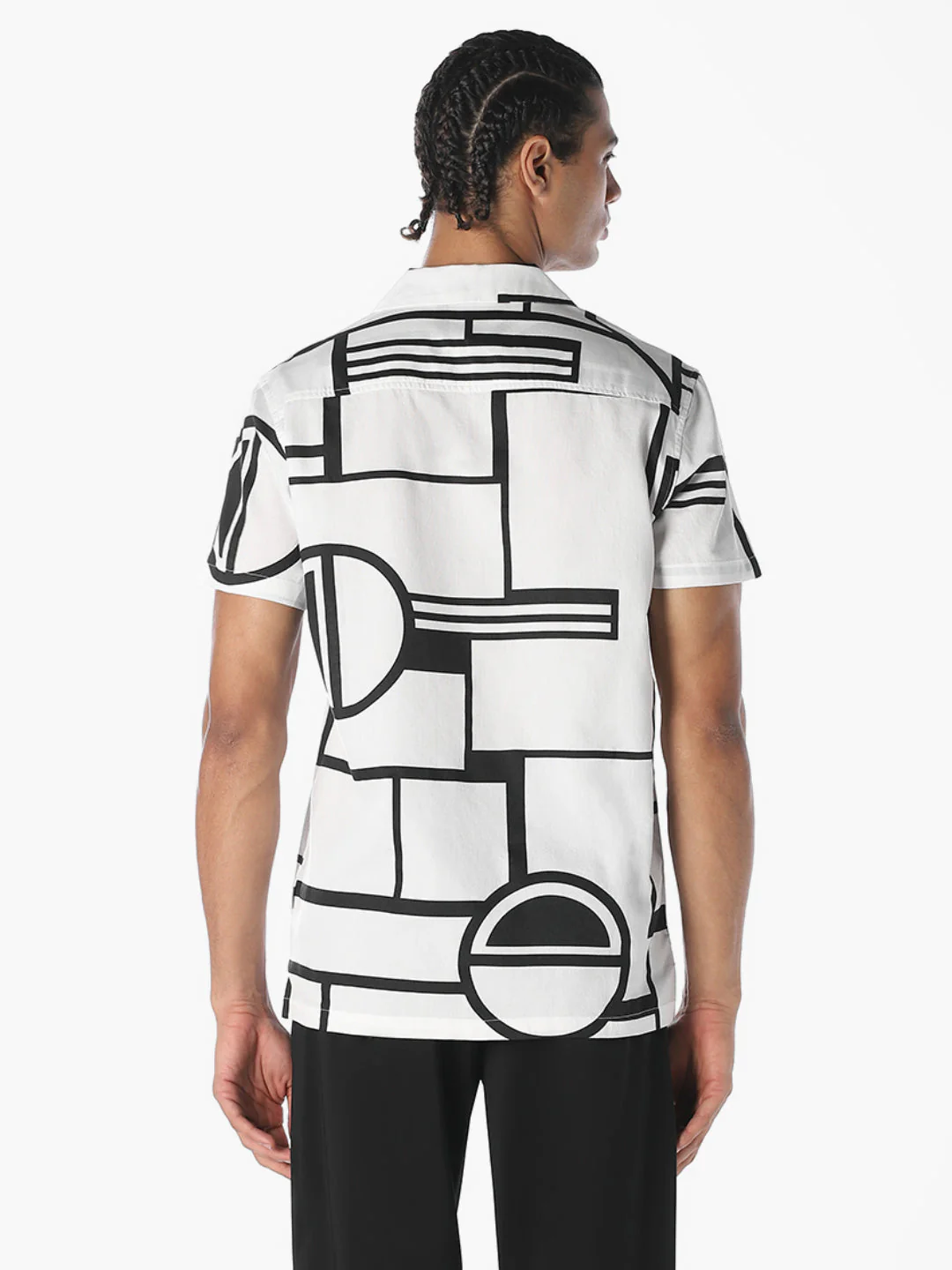 White Printed Comfort Fit Shirt - Image 4