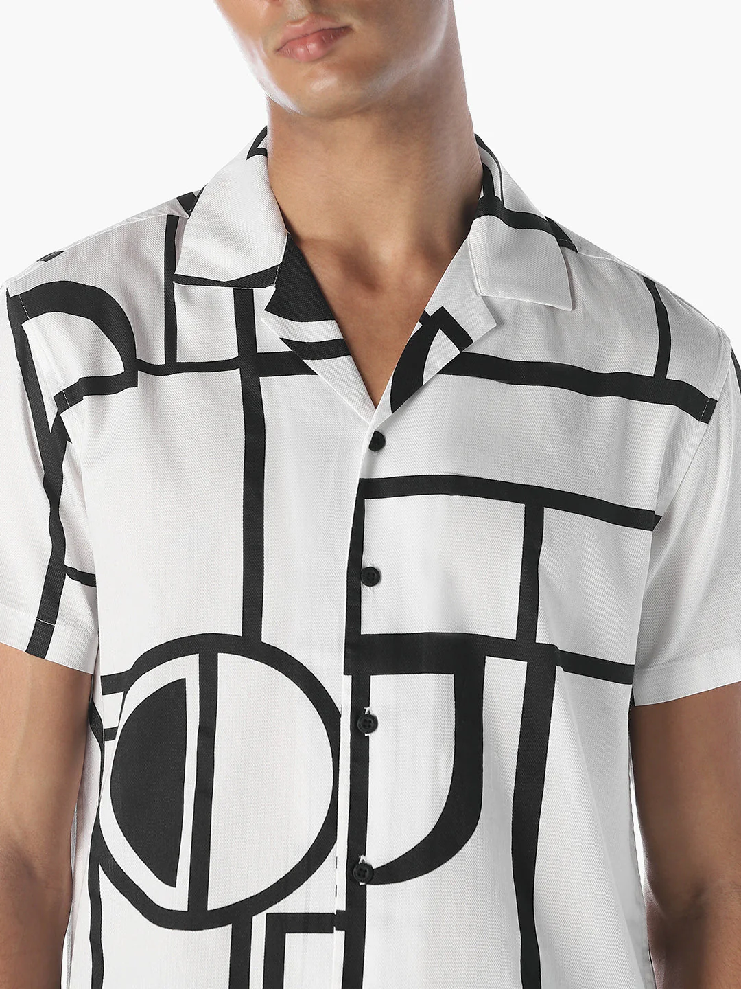 White Printed Comfort Fit Shirt - Image 5