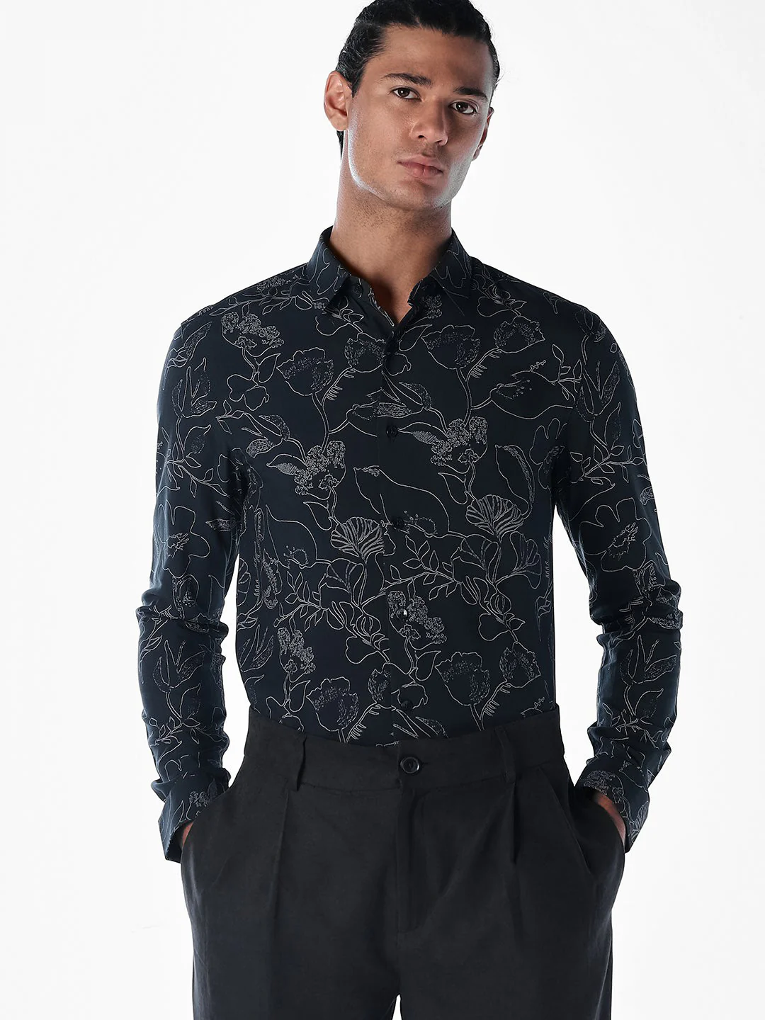 Black Printed Cotton Shirt